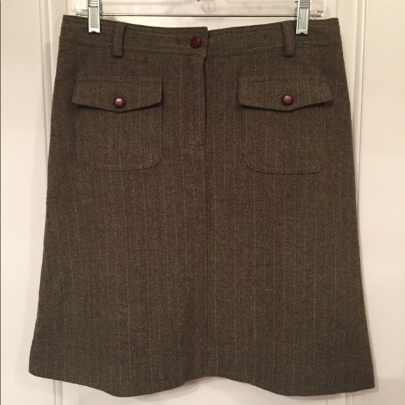 LILLY PULITZER SKIRT GREEN TWEED PINK PINSTRIPE Size 6 - Picture 1 of 9